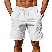 economico Classico-Per uomo Shorts Shorts di Lino Pantaloncini Estivi Shorts da Spiaggia Tasca Coulisse Elastico in vita Semplice Comodità Traspirante Lunghezza al ginocchio All&#039;aperto Casuale Quotidiano Moda Stile