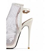 cheap Dress Sandals-Women&#039;s Black Mesh Peep-Toe Stiletto Sandals – Sexy High Heel Party Shoes with Ankle Strap