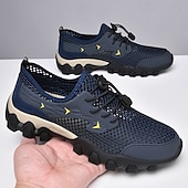 baratos Ténis para Homem-Homens Tênis Tênis Anfíbio Pele PU Com Transparência Respirável Confortável Antiderrapante Com Cadarço Preto Azul Cinzento Verão Primavera