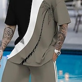 economico Set di magliette stampate da uomo-Per uomo Palma Linea 2 pezzi Set di magliette Maglietta Top estivi Manica Corta Pantaloni corti Girocollo Vacanza Casual All'aperto Vacanza Quotidiano Stampa 3D Estate Nero