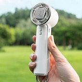 abordables Ventilateurs-Ventilateur portable pliable à main et de table mode compresse froide réglages du vent à 5 vitesses rechargeable par USB-C mousqueton intégré base antidérapante mode double refroidissement et