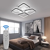 abordables Plafonniers encastrés et semi-encastrés-Plafonnier LED moderne pour salon, 4 têtes, 52 W, 64 W, carré, moderne, simple, télécommande, application, éclairage créatif personnalisé, gradation infinie, éclairage de la chambre principale