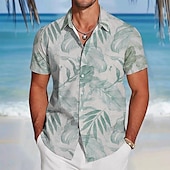 economico Piante tropicali-Per uomo Foglia di palma Piante tropicali Camicia Camicia hawaiana Camicia con bottoni Manica corta Hawaiano Ricorrere Da mare Per eventi Abbigliamento mare Estate Primavera Collo ripiegabile Stampa