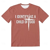 billiga Tro T-shirts-Påsk Herr Jesus Christian T-shirt Kortärmad T-shirt 3D-tryck Rund hals Skjorta Designer Ledigt Fest Helgdag Svart Vit Orange Sommar Vår Kläder S M L XL XXL XXXL