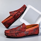 abordables Chaussures sans lacets &amp; mocassins-Mocassins brodés de fleurs pour hommes en daim jaune - des chaussures élégantes à enfiler parfaites pour les sorties décontractées et les événements artistiques