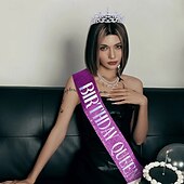 cheap Birthday Party Supplies-Birthday Party Crown and Sash 2-Piece Set - Multicolor &#039;Birthday Queen&#039; Combination Pack