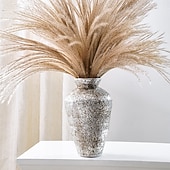 رخيصةأون فازات وسلال-مزهرية زخرفية مستوحاة من الجرار الخزفية العتيقة – مزهرية زهور عتيقة من الراتينج باللون الذهبي/الفضي، مصنوعة يدويًا للمنزل &amp;قطعة ديكور للحفلات