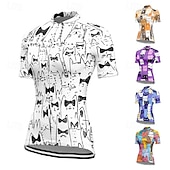 baratos Camisolas femininas-Mulheres Camisa para Ciclismo Gato Manga Curta Moto Camiseta Camisa / Roupas Para Esporte com 3 bolsos traseiros Ciclismo de Montanha Secagem Rápida Design Anatômico Capilaridade Respirável Esportes