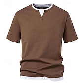 cheap Men&#039;s Casual T-shirts-Men&#039;s T Shirt Tee Short Sleeve Shirt Tee Top Short Sleeve Crew Neck Summer Plain Fashion Designer Basic Patchwork Vacation Street Going out Black Light Green Dark Grey Top Tee for Men