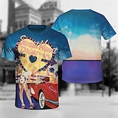 billige Topper-T-skjorte Retro plakat Retro jente Graphic Til Herre Voksne Maskerade 3D-utskrift Feriereise Fest