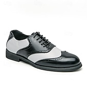 baratos Formal-Sapatos Oxford Brogue Masculinos Bicolor com Ponta Asa em Branco e Marrom, Sapatos Sociais Vintage em Couro Inspirados em Gatsby para Festas, Casamentos e Eventos Formais de Jazz na Década de 1920