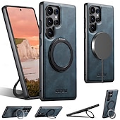 Χαμηλού Κόστους Samsung Θήκη-τηλέφωνο tok Για Samsung Galaxy S24 Ultra Plus S23 Ultra Plus S22 Plus Ultra S25 S25 Plus S25 Ultra Πίσω Κάλυμμα με βάση στήριξης Μαγνητική Υποστήριξη ασύρματης φόρτισης Ρετρό TPU PC PU δέρμα