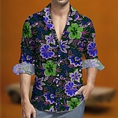 abordables Tapas-Retro Antiguo Años 70 Camisas Camisa hawaiana Hippie Floral Disfraz Hombre Mascarada Fiesta Ropa Cotidiana Desfile del orgullo Adulto Camisas