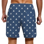 olcso Ocean Print-Férfi Tengeri Horgony Bélelt rövidnadrág 2 az 1-ben úszónadrág Úszónadrágok Közepes csípő Hawaii Vakáció Szabadság Strandruházat Oldalzsebek Compression Linerrel Elasztikus húzózsinóros derékrész