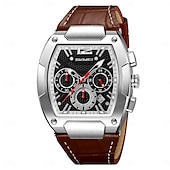 abordables Montres à quartz-Montre à quartz SKMEI pour homme luxe grand cadran montre d&#039;affaires extérieure chronomètre lumineux calendrier montre en cuir étanche