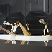 abordables Robinets LED-Robinet lavabo - Séparé Plaqué Diffusion large Deux poignées trois trousBath Taps