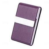 abordables Porte-cartes et étuis-Porte-cartes de visite en cuir synthétique, étui pour cartes de visite, porte-cartes de poche, porte-cartes de visite fin en métal, porte-cartes de visite bloquant les RFID avec fermeture magnétique