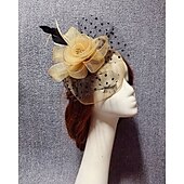 economico Fascinator-Fascinator con velo a rete cappello da matrimonio per signore con copricapo floreale