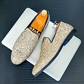 levne Pánské nazouváky a mokasíny-pánské plesové boty - zlaté třpytivé slip-on mokasíny pro okouzlující večerní nošení