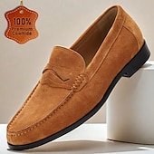 preiswerte Loafer aus hochwertigem Leder-Herren-Pennyloafer aus hellbraunem Wildleder – klassische Slip-On-Abendschuhe für Business, Hochzeiten und die Freizeit
