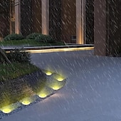 voordelige Buiten spots-8 stuks solar grondspot geometrische lamp, roestvrij staal warm licht/wit licht buitenlandschap lamp, 8led roterende schijflamp, tuinlandschap gazonverlichting lamp, staande lamp, grondlamp,