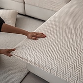 abordables Funda de sofá-1 funda de asiento elástica de líneas simples y lisas con diseño de espiga, funda de asiento de sofá de vellón polar suave de jacquard universal, fácil de limpiar &amp;Funda de sofá duradera