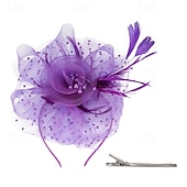 baratos Capacete de Casamento-Peça para Cabeça Tule Penas Casamento Festa de Noite Elegante Casamento Com Penas Capacete Chapéu