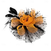 baratos Capacete de Casamento-Peça para Cabeça Tule Penas Casamento Festa de Noite Elegante Casamento Com Penas Capacete Chapéu