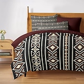 baratos 100% algodão-Capa de Edredom Étnica Vintage Conjunto Completo de Cama Cobre Leito de Edredom Macio e Leve com 2 Capa de Travesseiro para Verão Primavera
