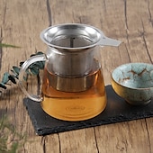 cheap Drinkware-Tea Infuser for Loose Tea Extra Fine Mesh Tea Strainer Stainless Steel Tea Steeper with Large Capacity Easy to Clean Single Handle for Hanging on Mugs Cups Teapot