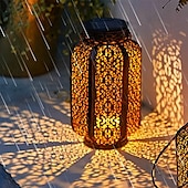 tanie Światła ścieżki i latarnie-Lampy wiszące LED solarne - ścieżka ogrodowa zewnętrzna retro latarnia z kutego żelaza, wodoodporna na balkon, taras, trawnik, dekoracja wewnątrz/na zewnątrz 1 szt.