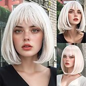 お買い得  トレンドの合成ウィッグ-人工毛ウィッグ ウェーブ カーリーウィーブ アシメントリー・ヘアカット ニートバング 機械製 かつら 30 インチ A1 合成 女性用 クラシック 快適 カラーグラデーション マルチカラー