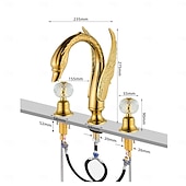 abordables Robinets LED-Robinet lavabo - Séparé Plaqué Diffusion large Deux poignées trois trousBath Taps