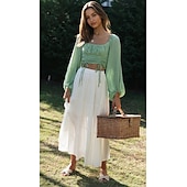 levne Topy-Retro Středověké Renesanční Halenka / košile Ren Faire Nahoře nabírané Elfí Inspirováno Regency Šnůrka Pevná barva Dámské Svatební Dovolená Běžné / Denní Dospělé Jaro léto