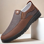 levne Pánské nazouváky a mokasíny-pánské hnědé ležérní slip-on boty se strukturovanou tkaninou, pohodlné a stylové pro každodenní nošení a kancelářské použití