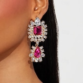 ieftine Cercei-Pentru femei Cercei cu herghelie Cercei Picătură Pară Picătură Prețios Elegant Stilat Artistic Diamante Artificiale cercei Bijuterii Fucsia Pentru Nuntă Petrecere Bal 1 pereche