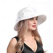 billige Partyhatter-Hatter Organza Solhatt Ferie Te Fest Hesteveddeløp Cocktail Elegant Vintage Søt Med Blomster Hodepryd Hodeplagg