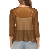 voordelige moeders wikkels-Damesomslag Elegant 3/4 mouw Chiffon Bruiloftsomslagen Met Pure Kleur Voor Feest Lente zomer