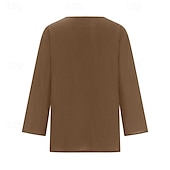 preiswerte Hemden-Damen Bluse Baumwoll-Leinen-Hemden Einfach Basic Modern Dreiviertelarm V Ausschnitt Normale Oberteile Täglich Ferien Ausgehen Knöpfe Schwarz Weiß Rosa Braun Aprikose Sommer