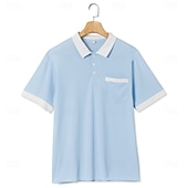cheap Men&#039;s Classic Polo-Men&#039;s Golf Shirt Pique Polo Shirt Work Casual Lapel Ribbed Polo Collar Short Sleeve Basic Modern Color Block Pocket Summer Regular Fit White Light Blue Burgundy Navy Blue Grey Golf Shirt