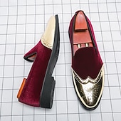 preiswerte Männer Schuhe-Männer Mardi Gras rote Samt und goldene Akzent Slipper – luxuriöse Slipper für Karneval Partys und elegante Veranstaltungen