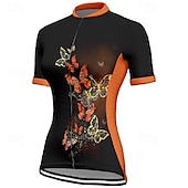 cheap Women&#039;s Jerseys-Women&#039;s Cycling Jersey Short Sleeve Bike Tee Tshirt Jersey with 3 Rear Pockets Mountain Bike MTB Breathable Quick Dry Anatomic Design Wicking Blue Fuchsia Orange Butterfly Sports Clothing Apparel
