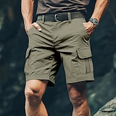 cheap Outdoor-Men&#039;s Cargo Shorts Shorts Bermuda shorts Casual Shorts Multi Pocket Straight Leg Plain Comfort Wearable Knee Length Outdoor Casual Camping &amp; Hiking Fashion Streetwear Black Green Micro-elastic