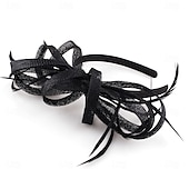 preiswerte Faszinator-Kopfschmuck Faux Leinen Hochzeits Pferderennen Cocktail Elegant Süß Mit Feder Kopfschmuck Kopfbedeckung