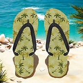 billige Grafiske utskriftssko-unisex tropiske solnedgangsflip flops – livlige strandsandaler med palmetretrykk for sommer-, basseng- og ferieklær