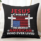billige Ferieputetrekk-4. juli dekorative putetrekk 1PK selvstendig dag amerikansk myk firkantet sofa puteomslag putevar soverom stue sofa stol