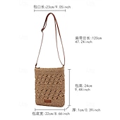 cheap Crossbody Bags-Handwoven Straw Crossbody Bag for Women – Boho Rattan Shoulder Bag with Adjustable Strap, Lightweight Summer Beach Purse for Vacation, Travel &amp; Casual Outings Army Green Brown Khaki