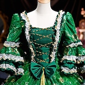 Χαμηλού Κόστους Φορέματα-Βίντατζ Ροκοκό Αναγέννησης Μάξι Φορέματα Κανονικό Juliet Πριγκίπισσα Νύφη Πλισέ Μαζεμένο Πριγκίπισσα Στρογγυλή Λαιμόκοψη Φανταχτερή Φόρεμα Γυναικεία Απόκριες Μασκάρεμα Επίδοση Πάρτι Απόκριες Ενήλικες