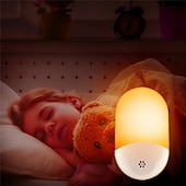 tanie włączana lampka nocna-pilot led lampka nocna salon sypialnia dekoracja lampka nocna ciepła poświata przełącznik światła ochrona oczu bez migotania uk usa ue wtyczka zasilania 1 szt.