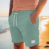 olcso Lezser rövidnadrágok-Férfi Rövidnadrágok Alkalmi rövidnadrág Corduroy Shorts Zseb Zsinór Rugalmas derék Sima Mokaszinok Mekano Térdhossz Szabadtéri Hétköznapi Napi Szabadság Divat Fekete Medence Mikroelasztikus